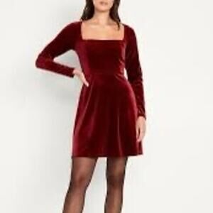 New old navy fit & flare red velvet mini dress size large